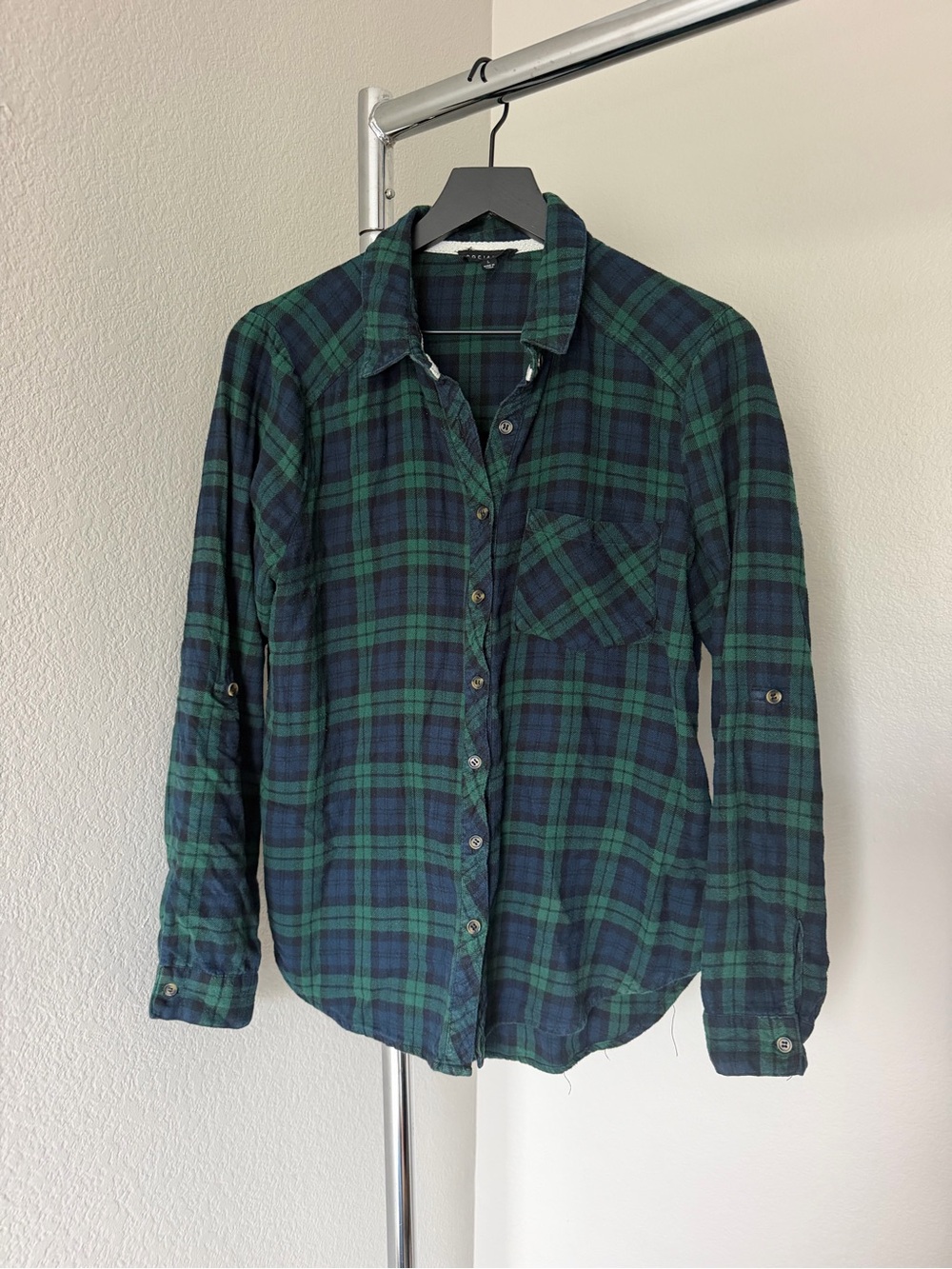 Socialite Green and Navy Plaid Button-Down Shirt
